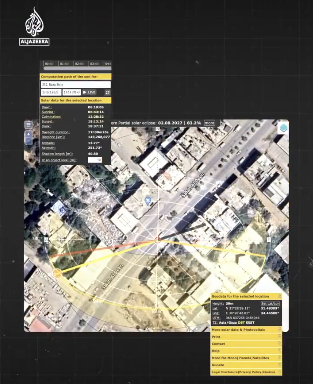 半岛电视台提到的加沙车队遇袭地点卫星图
