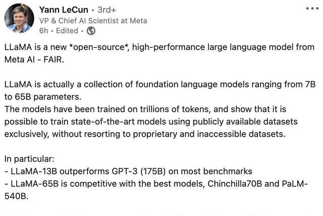 Meta版ChatGPT？小扎、LeCun官宣650亿参数SOTA大语言模型LLaMA