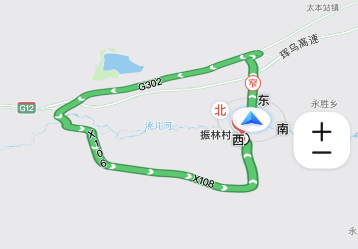 從安全村前往振林村導航示意圖