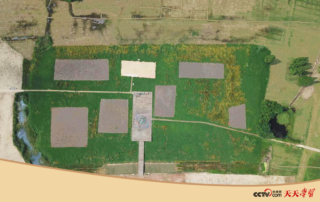 2019年6月23日无人机拍摄的良渚国家考古遗址公园的宫殿区。