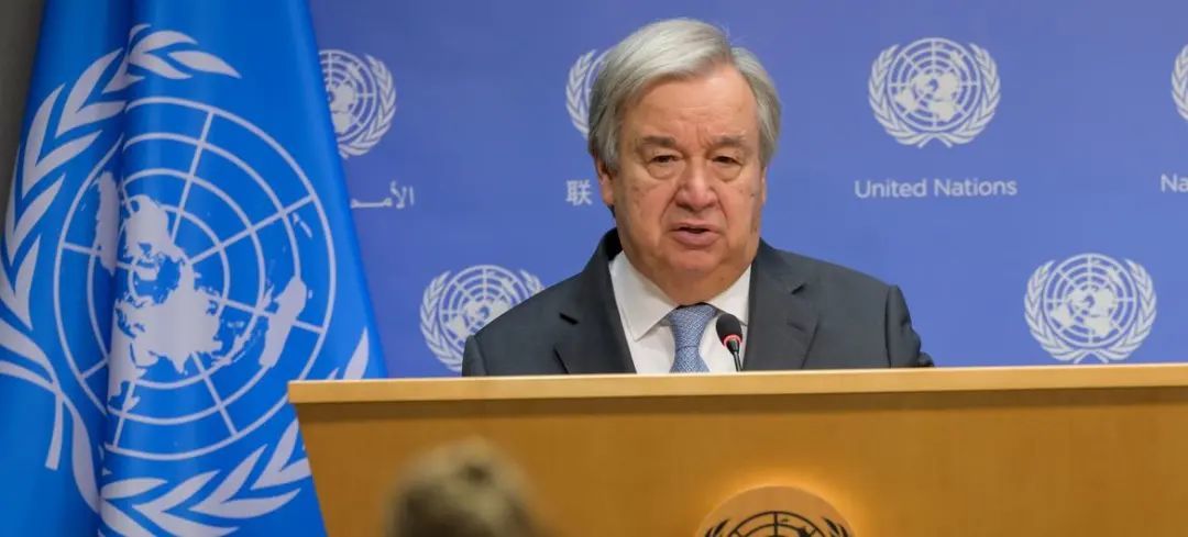 ©联合国图片/Mark Garten｜联合国秘书长古特雷斯10月11日就以巴冲突再次向媒体发表声明。