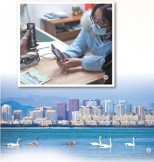 图①:近年来,浙江省湖州市积极推进基层慢病分级诊疗服务。图为家庭医生连线专家,为慢病患者远程会诊。