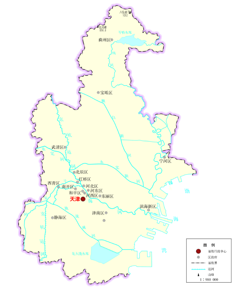 天津市水系图。图源：自然资源部