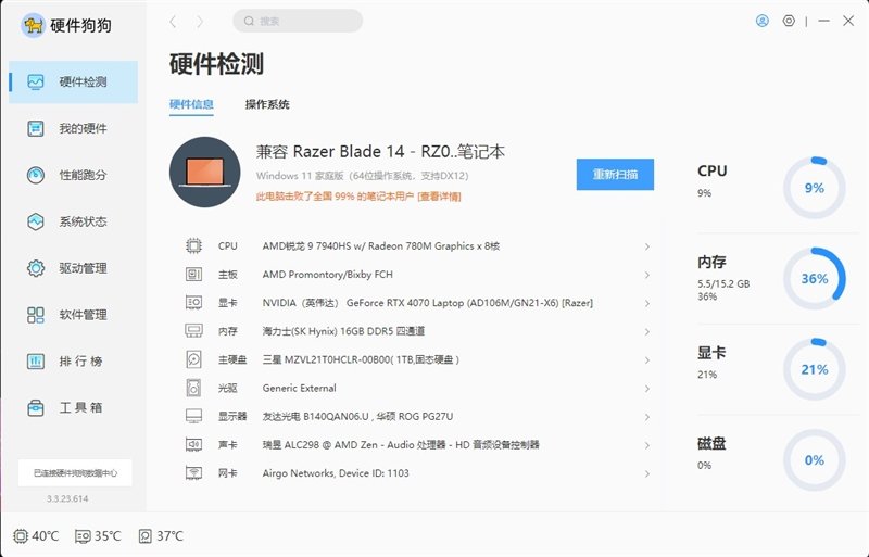 散热最强的14寸轻薄本!雷蛇灵刃14 2023评测:满血锐龙9 7940HS和满血RTX 4070 Laptop