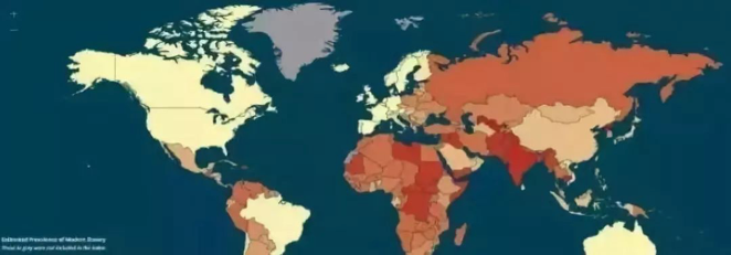 ● 联合国绘制的这份世界失踪人口分布图中，颜色越深代表失踪数量最多