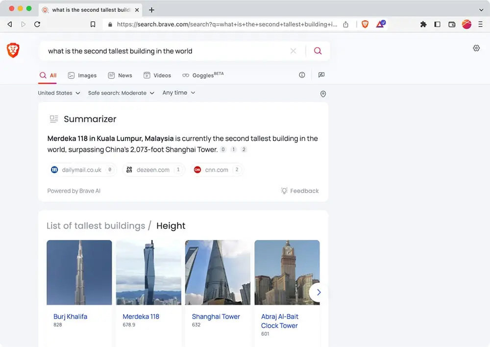 Brave搜索引擎推出“Summarizer”：利用AI提供更简明的搜索结果
