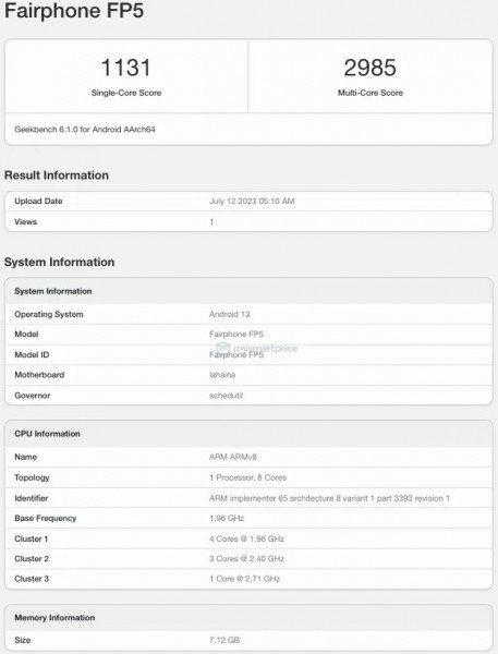 Fairphone 5手机现身Geekbench,搭载骁龙782G处理器