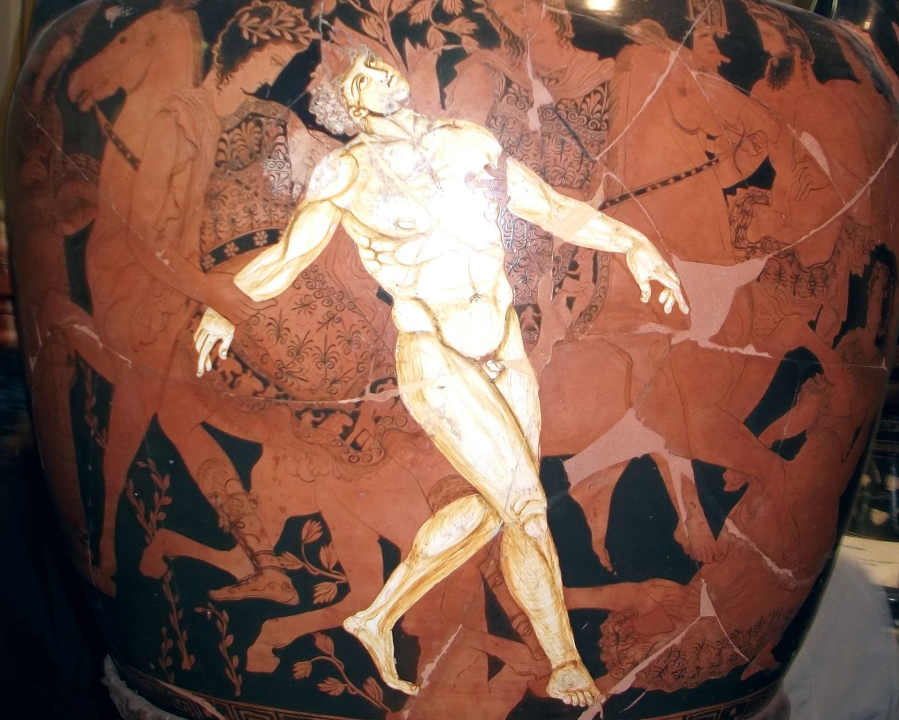 神话史上第一个“机器人造物”塔罗斯之死，现藏于意大利贾塔国家考古艺术馆