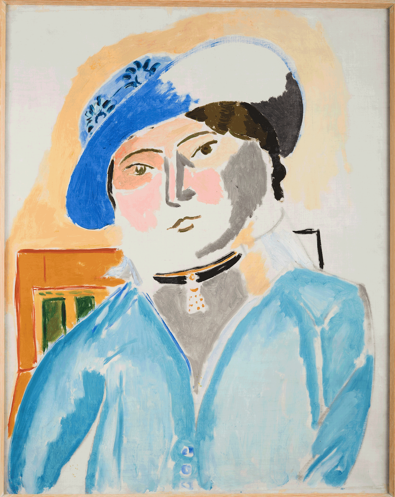 马蒂斯，《戴皮帽的玛格丽特》，1914年于巴黎，布面油彩，82×65 cm。法国北方省省立马蒂斯美术馆，勒卡托-康布雷齐。玛丽·马蒂斯遗赠，2002年，Inv. 2002-3。图片由法国北方省省立马蒂斯美术馆，菲利普·伯纳德提供