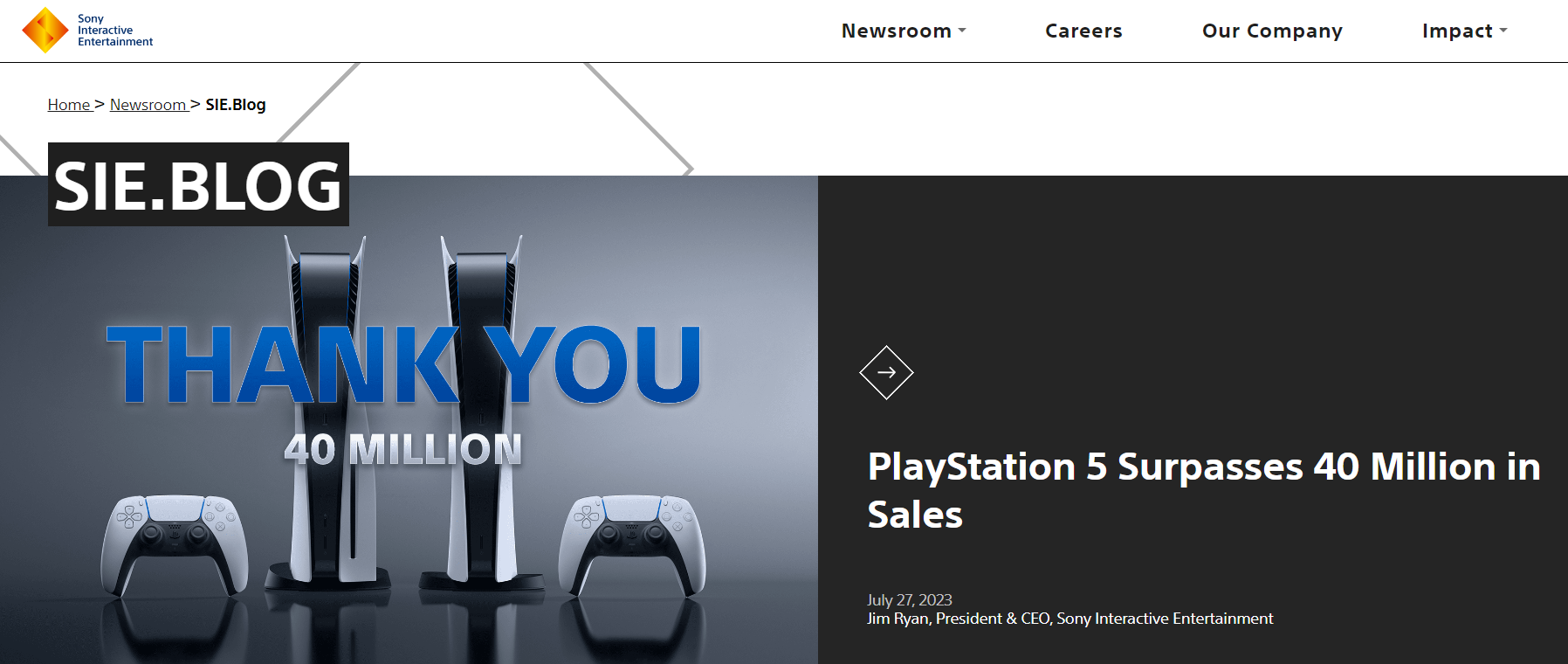 索尼官宣PlayStation5全球销量超4000万台但消费电子市场难言欢欣