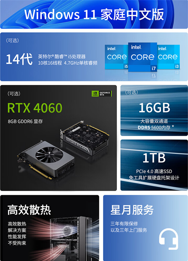 联想2024款GeekPro台式机首销6099元起:i5-14400F+RTX4060