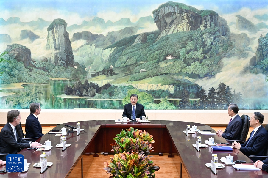 4月26日下午，国家主席习近平在北京人民大会堂会见美国国务卿布林肯 图：新华社
