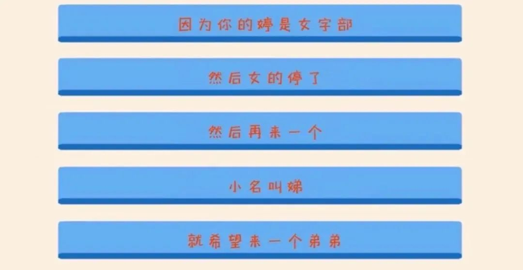 还有一个名字婷婷,则是取义自停止生女儿。(图/节目截图)