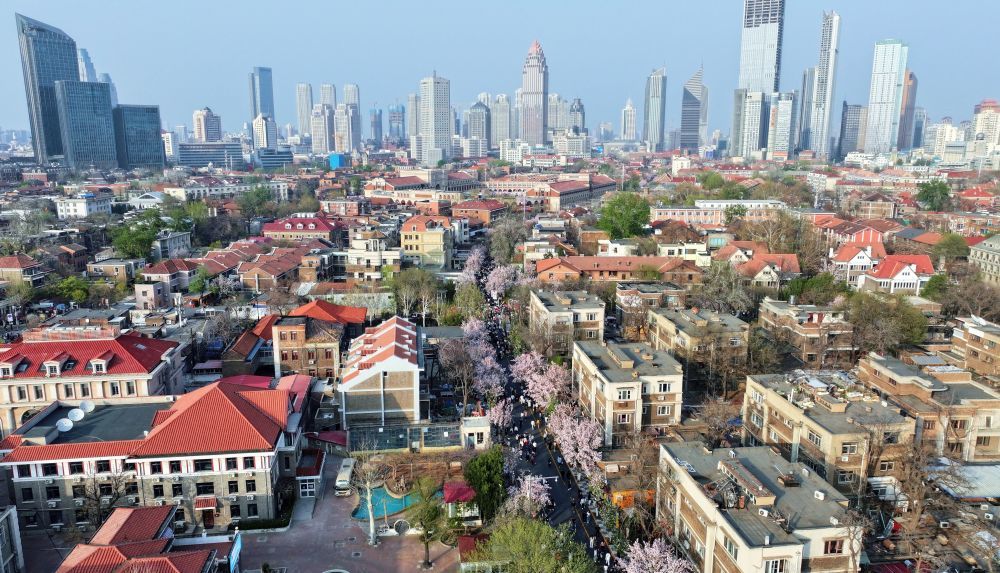 这是4月6日拍摄的天津五大道历史文化街区一景（无人机照片）。