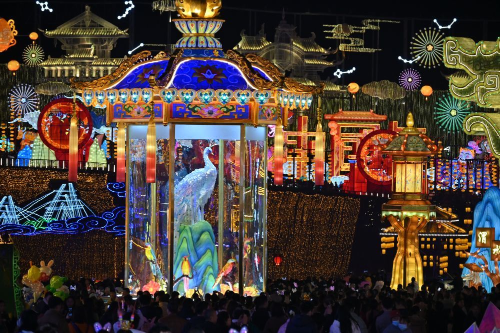 自贡中华彩灯大世界吸引众多市民游客赏灯。新华社记者 袁波 摄