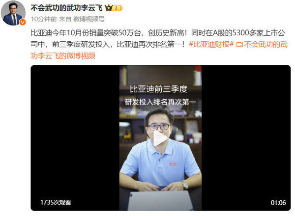 比亚迪A股上市公司研发干涉第一
