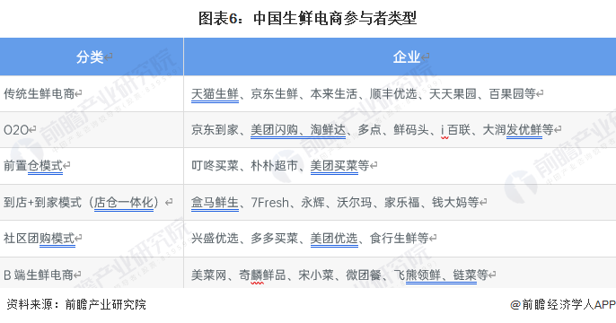 图表6:中国生鲜电商参与者类型