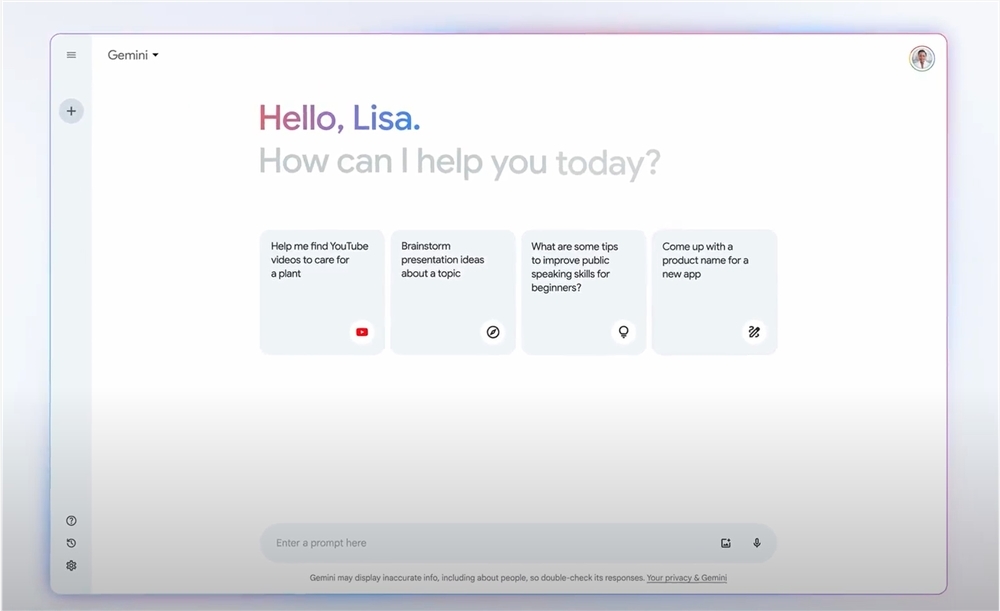 Google Gemini 主页的屏幕截图。