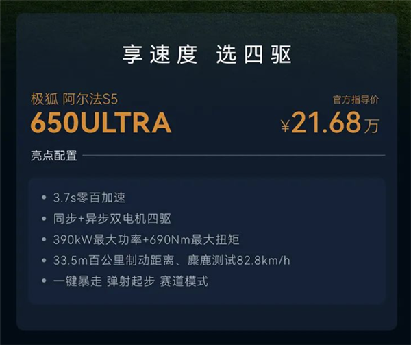 民众量产风阻低过小米SU7 极狐阿尔法S5上市：17.68万起