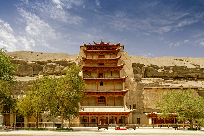 位于甘肃省酒泉市所属敦煌市的世界文化遗产莫高窟。