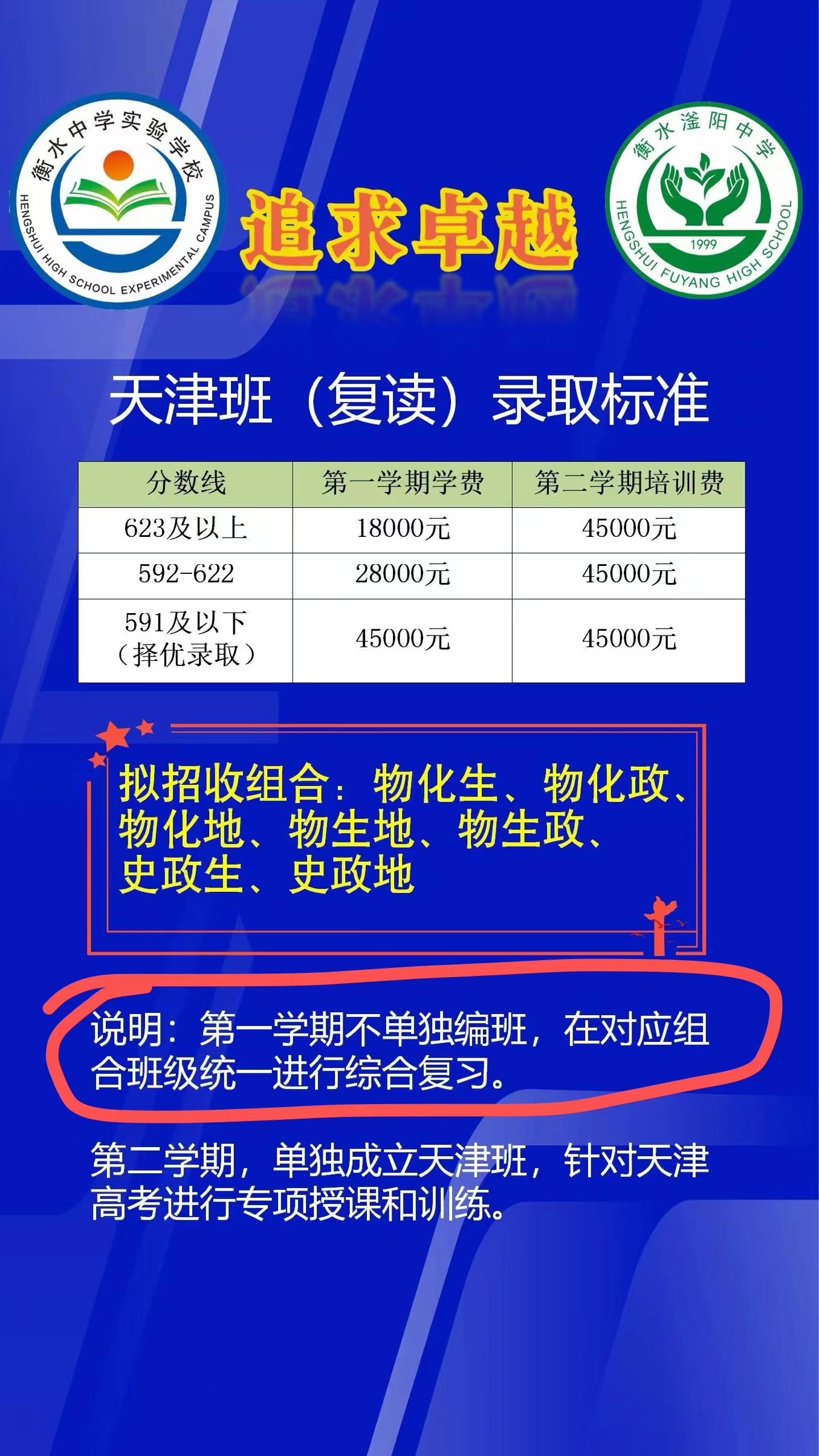 “天津班”给家长发的收费标准。