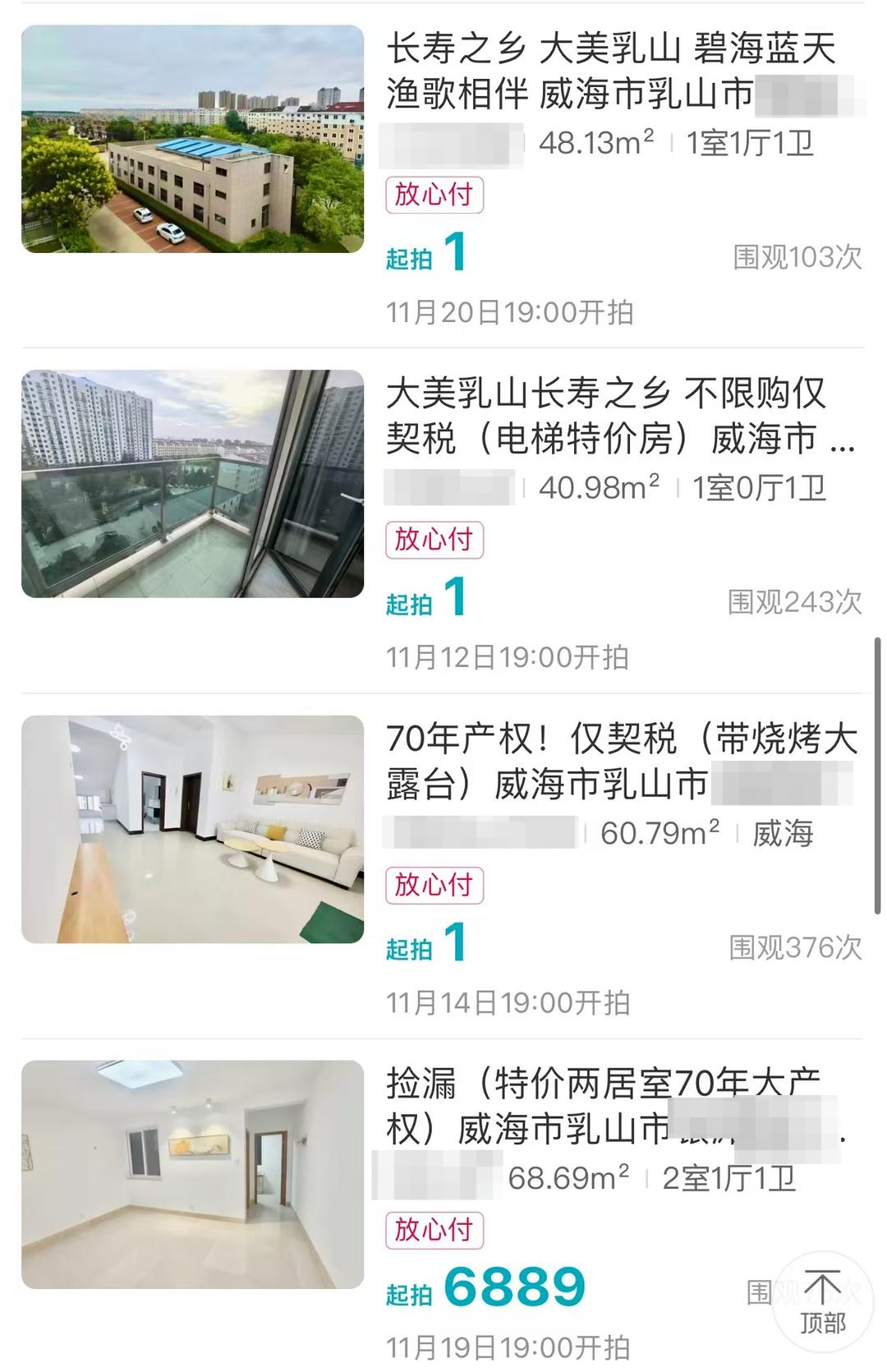 ▲拍卖公司后续还将推出1元起拍的房屋,但不再设“封顶价” 图源:拍卖公司网页