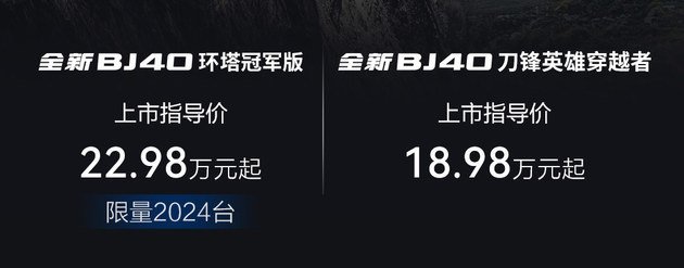 全新BJ40新增车型上市 18.98万起/性能更强悍