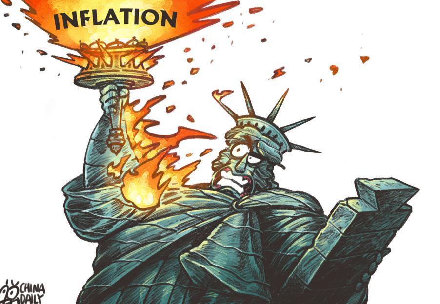 美国无法长期抑制通胀蔓延。（作者：中国日报 蔡艨）