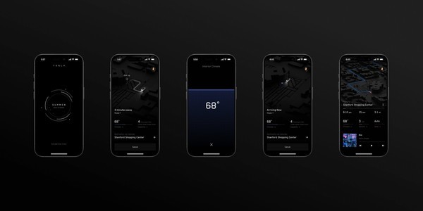 特斯拉公布的APP自动叫车预览画面