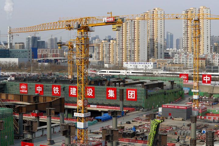 2024年2月2日拍摄的北京城市副中心站综合交通枢纽工程建设现场。新华社记者 李木子 摄