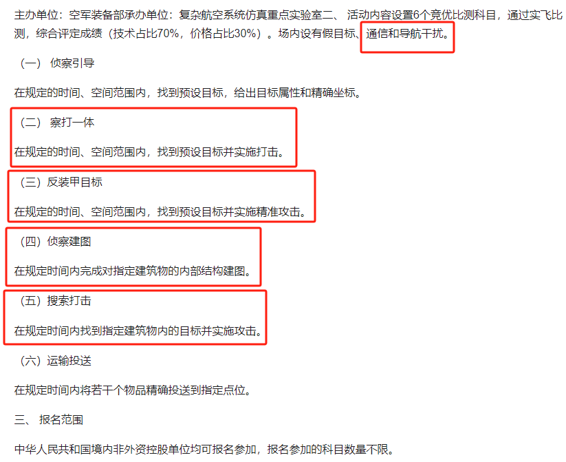 空军举办无人机竞赛，要求极低成本