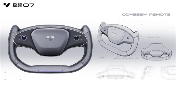 半幅方向盘+屏幕换挡!极越07内饰设计曝光:神似特斯拉
