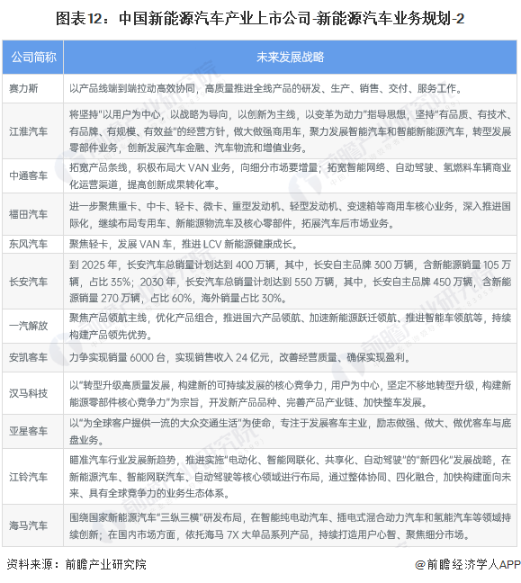 图表12：中国新能源汽车产业上市公司-新能源汽车业务规划-2