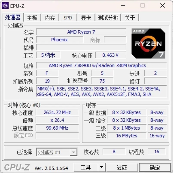 AMD锐龙7 8840U性能首曝:真的很马甲