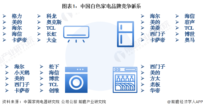 图表1:中国白色家电品牌竞争派系