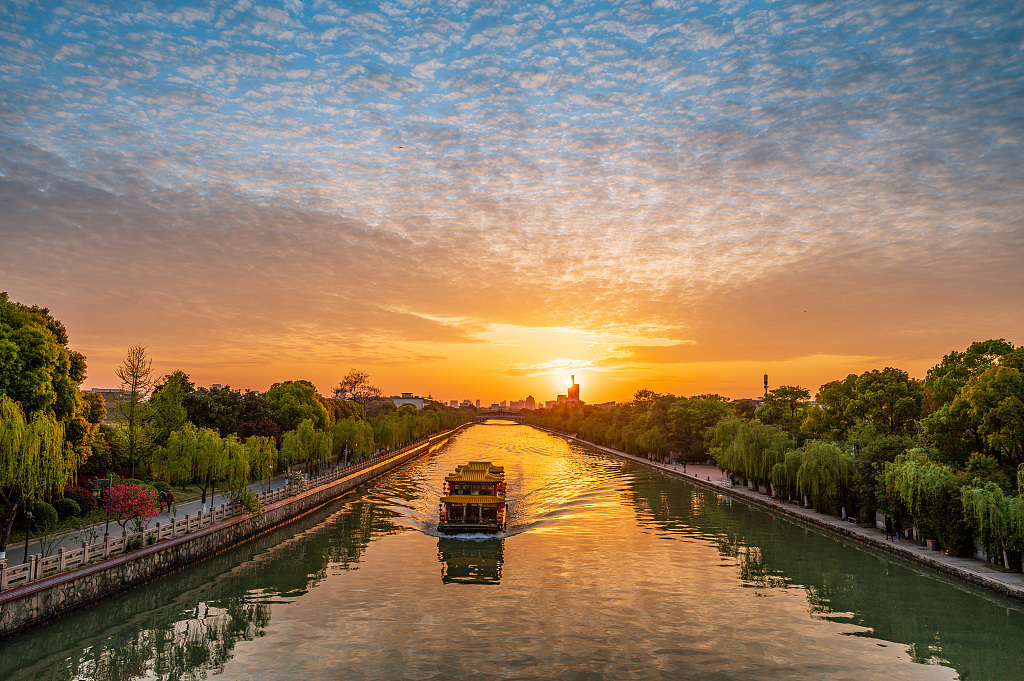 扬州古运河日落
