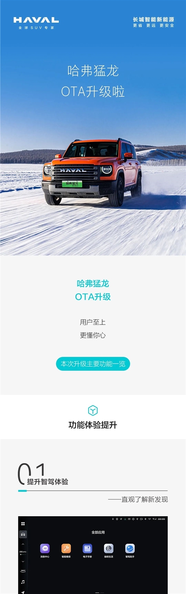 亲民版“卫士” 哈弗猛龙迎首次OTA升级:5项功能优化!