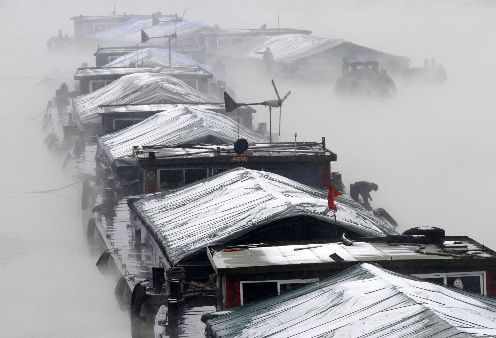 2014年2月7日拍摄的江苏淮安里运河雪景。