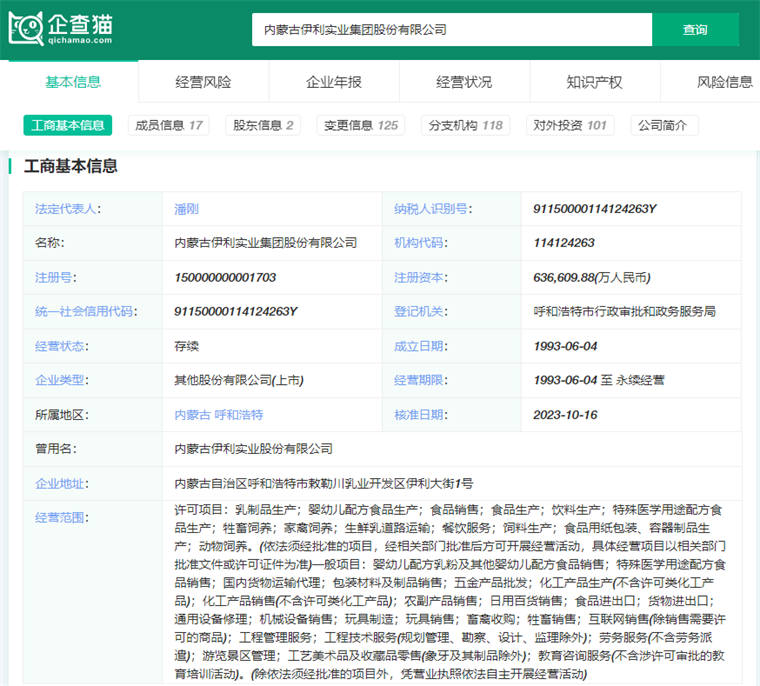 内蒙古伊利实业集团股份有限公司