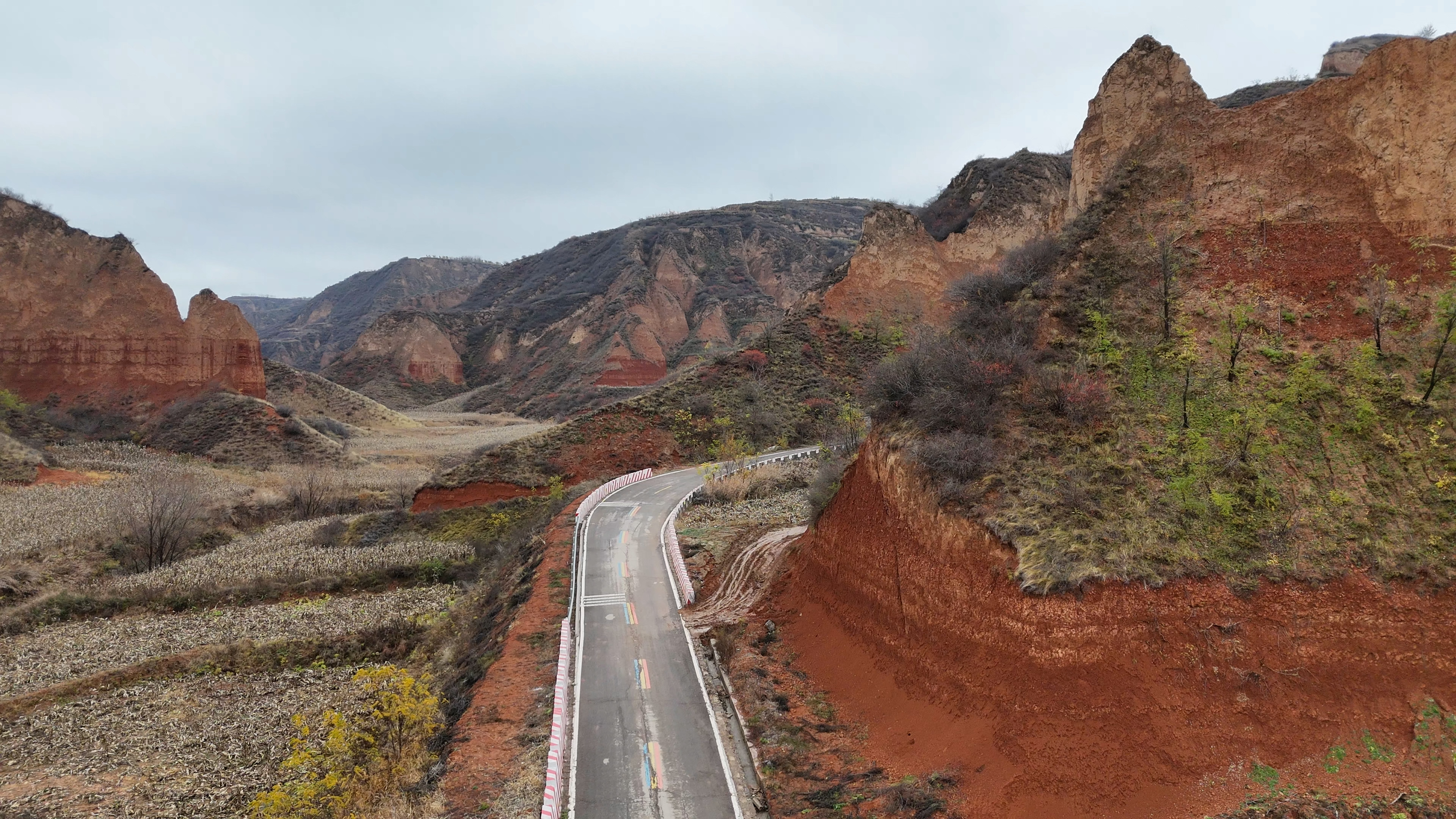 黄河一路旅游公路从隰县黄土国家地质公园穿过。 澎湃新闻记者 王珏玮 图