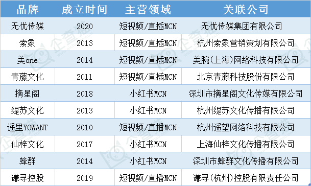 2024年十大最牛MCN机构榜单