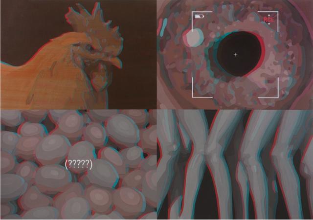 ▲ 杨陆峰,《明确的模糊——“?????”》, 布面丙烯 ,140cm×200cm,2022