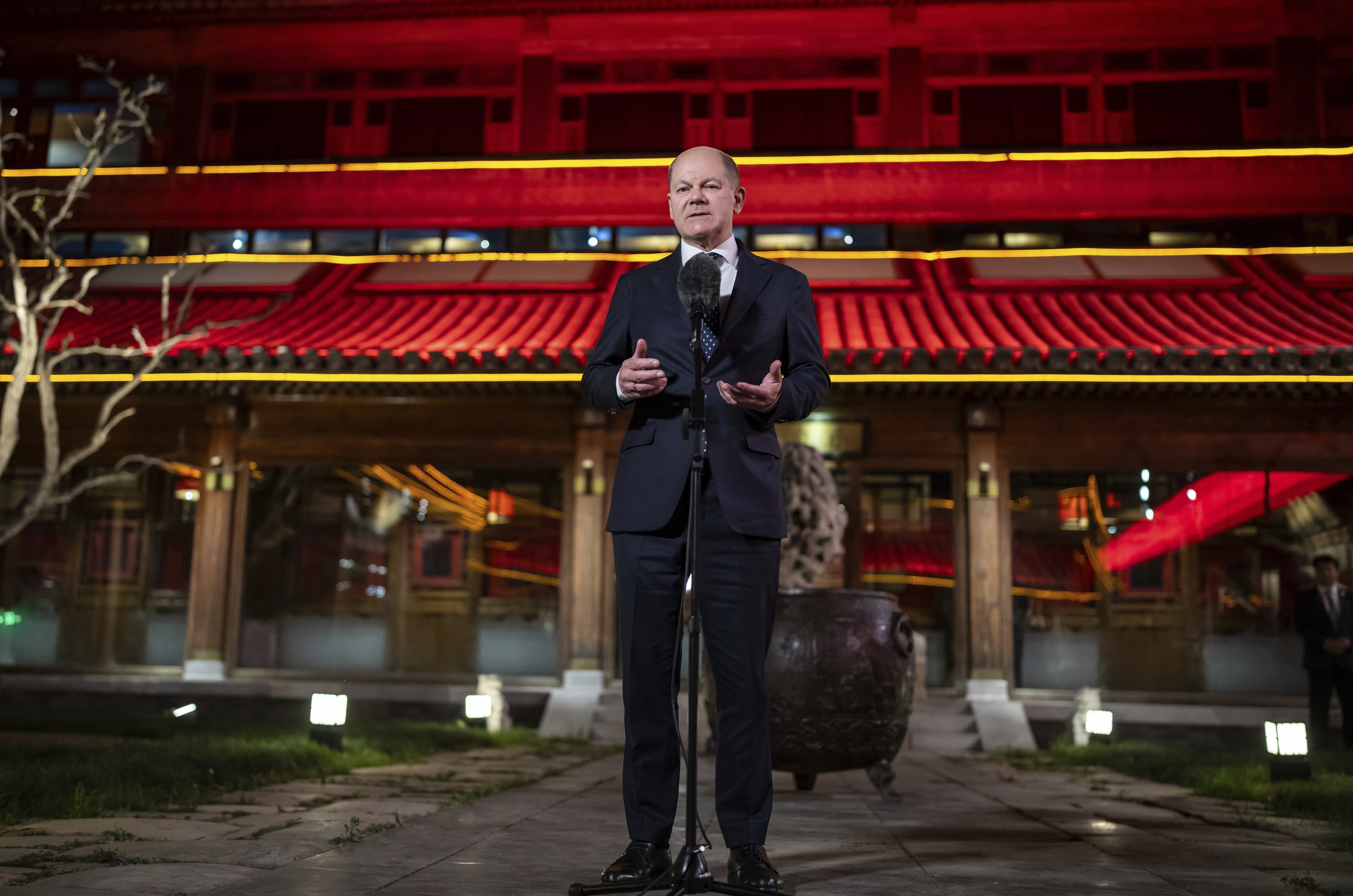 2024年4月16日，德国总理奥拉夫&middot;朔尔茨在北京访问。图源：视觉中国
