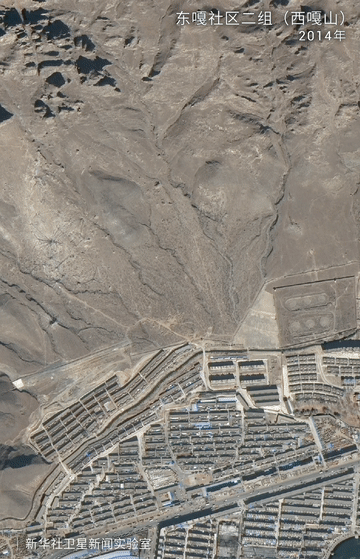 卫星视角下拉萨市东嘎社区二组（西嘎山）植被变化图。