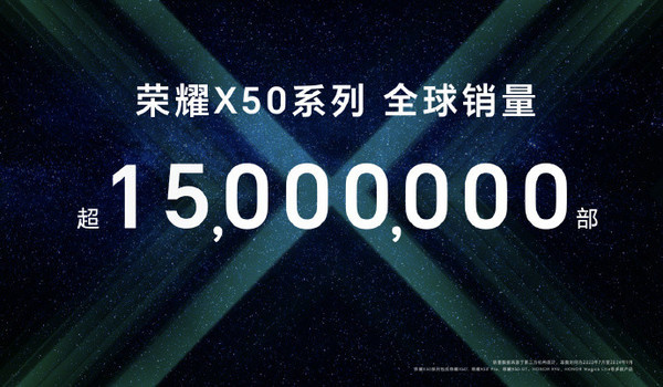 荣耀X50系列全球销量超1500万台