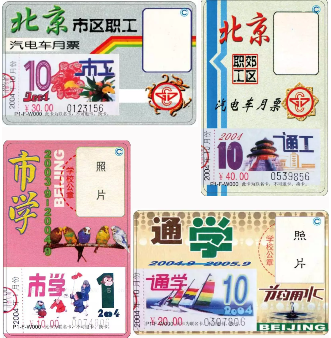 △2004版北京市工、通工、市学、通学月票