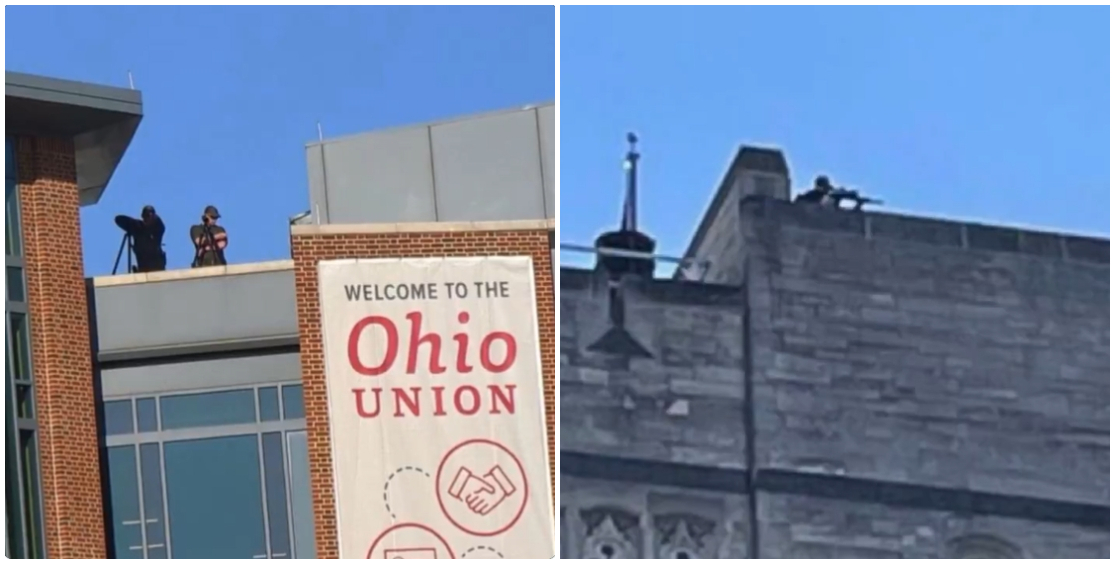 社交媒体X流传的图片，左为俄亥俄州立大学，右为印第安纳大学