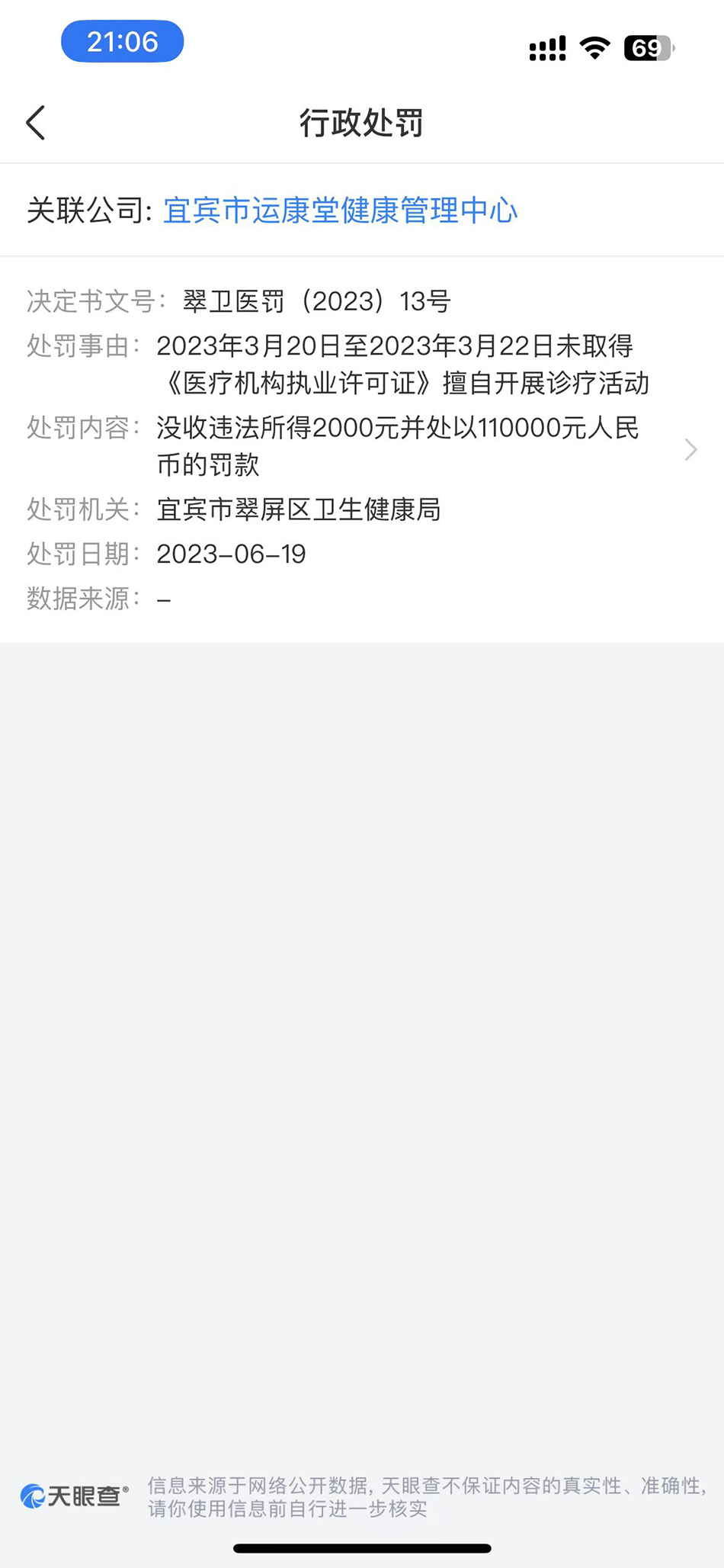 李家英的理疗店被处罚款11万
