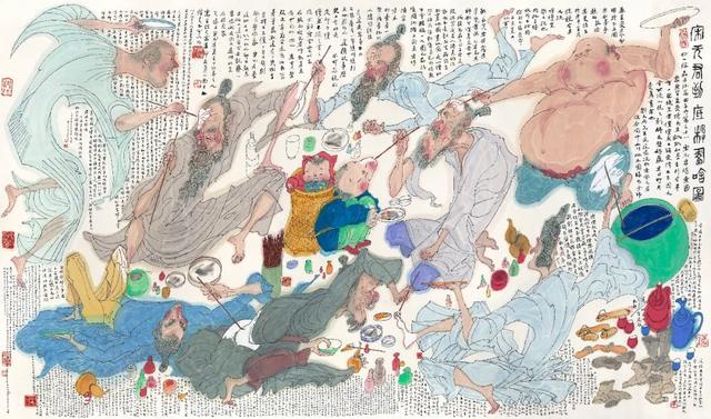 黄永玉 宋元君将画图 纸本设色 143.5cm×243.5cm 2020年 黄永玉 宋元君将画图 纸本设色 143.5cm×243.5cm 2020年
