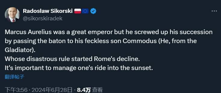 波兰外交部长推文截图